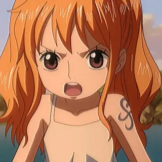 🍊 Nami One Piece Anime, Nami, One Piece, enojado, Dibujos animados telegram sticker