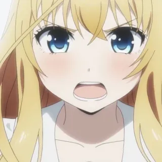 🙀 Anime, Fille, Cheveux blonds, En colère, Expression whatsapp sticker