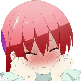 ☺️ Anime, Chica, Linda, Pelo Rosa, Sonrojada, Dibujos animados telegram sticker