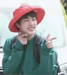 ☺️ Jin Kpop, Idol, Sänger, Person, Hut telegram sticker