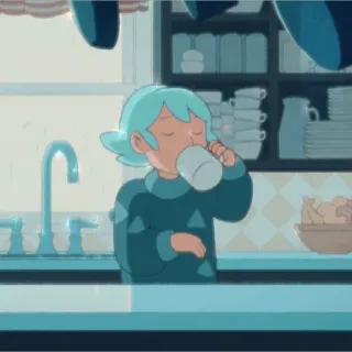 🥯 Cartone animato, Bere, Cucina, Tazza, Bevanda, Interni telegram sticker