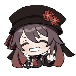 ✌️ Hu Tao Genshin Impact Anime, Videojuego, Personaje, Lindo, Chibi, Genshin Impact, Hu Tao telegram sticker
