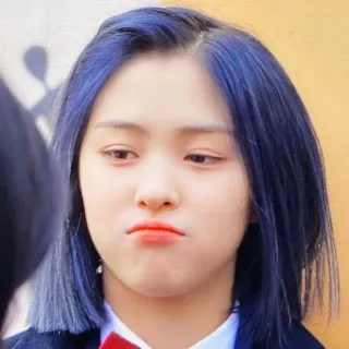 🍒 ritratto, capelli blu, donna, k-pop, persona telegram sticker
