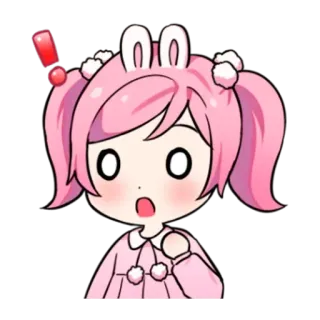 ❗️ Anime, Dibujos animados, Lindo, Impactado, Kawaii, Rosa, Orejas de conejo telegram sticker