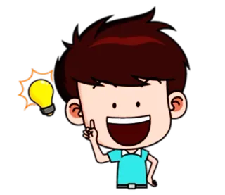 💡 Cartone animato, Lampadina, Idea, Ragazzo, Pensare telegram sticker
