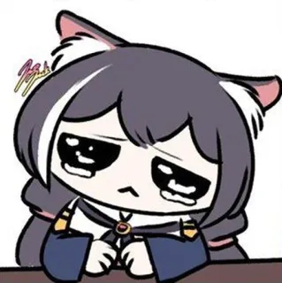 😢 Аниме, Девушка-кошка, Плачущий, Грустный, Каваий, Мультфильм whatsapp sticker