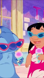 😂 Stitch Lilo & Stitch Стич, Лило, Сахарная вата, Солнцезащитные очки, Мультфильм telegram sticker