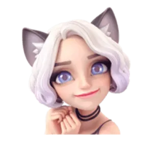 😍 девушка-кошка, аниме, мультфильм, цифровое искусство, персонаж, наклейка telegram sticker