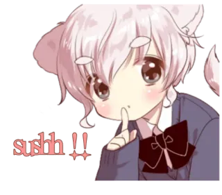 🍼 sussh!! Anime, Manga, Katzenohren, Flüstern, Stille, Pscht whatsapp sticker