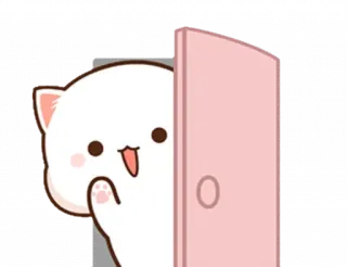 🙌 кот, милый, каваи, подглядывание, дверь, мультфильм, животное telegram sticker