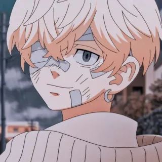 🍋 Аниме, Бинты, Рана, Парень, Серьга, Блондин, Персонаж telegram sticker