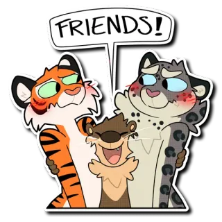🤗 FRIENDS! animals, friendship, tiger, otter, snow leopard telegram sticker