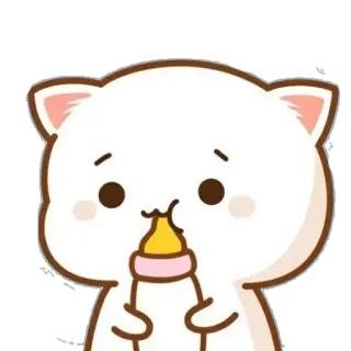 🐼 Мультфильм, Кот, Котенок, Детская бутылочка, Милый, Животное, Наклейка telegram sticker
