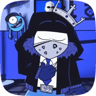 ☺️ BOSS jefe, corona, dibujo animado, personaje telegram sticker