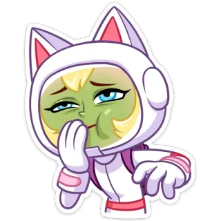 😔 мультфильм, космонавт, кот, больной, отвращение, смешной, милый telegram sticker