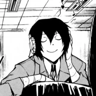 🐁 Anime, Manga, Cartoon, Blij, Muziek luisteren, Ontspannen telegram sticker