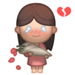 😢 verdrietig, huilen, verdriet, gebroken hart, bloemen, emotioneel telegram sticker