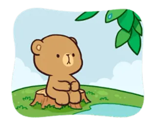🍃 bear, cartoon, sad, nature telegram sticker