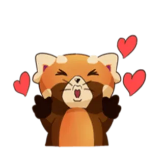 😘 Panda merah, Binatang, Cinta, Hati, Lucu, Gestur ofensif telegram sticker