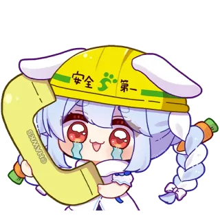 😭 安全第一 Anime, Pianto, Costruzione, Sicurezza, Chibi, Casco whatsapp sticker