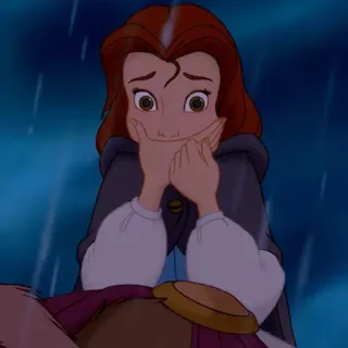 🥀 Belle Beauty and the Beast Disney, Belle, sad, cartoon, princess, Beauty and the Beast telegram sticker