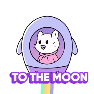 🌕 TO THE MOON mèo, tên lửa, mặt trăng, vũ trụ, hoạt hình, dễ thương, tiền điện tử telegram sticker