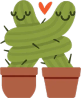 👬 cactus, amore, cuore, carino, pianta, abbraccio telegram sticker