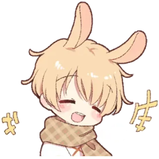 😄 ガ аниме, милый, каваий, кролик, наклейка, японский telegram sticker