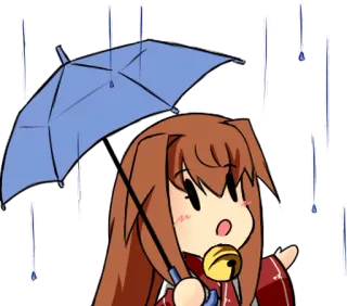 🌧 Animé, Pluie, Parapluie, Mignon, Kawaii, Personnage, Chibi whatsapp sticker