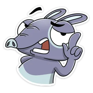 ☝️ dibujo animado, animal, oso hormiguero, divertido, pegatina, personaje telegram sticker