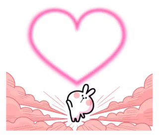 ❤ coniglio, cuore, amore, carino, cartone animato, animale, rosa whatsapp sticker