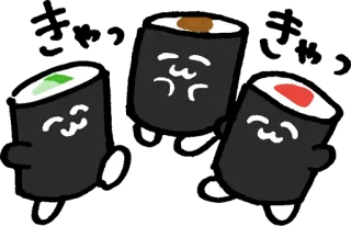 😃 Sushi, Desenho animado, Comida, Fofo, Kawaii, Animado whatsapp sticker