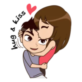 💋 Dibujo animado, Amor, Abrazo, Pareja, Afecto, Romance telegram sticker