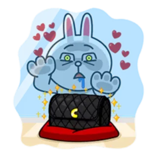👜 кролик, сумка, сердечки, мультфильм whatsapp sticker