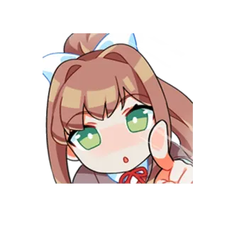 😮 Monika Doki Doki Literature Club! anime, chibi, cute, doki doki literature club, monika, kawaii telegram sticker