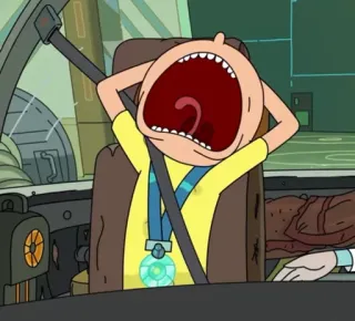 😫 Morty Rick and Morty cartoon, animated, screaming, character telegram sticker
