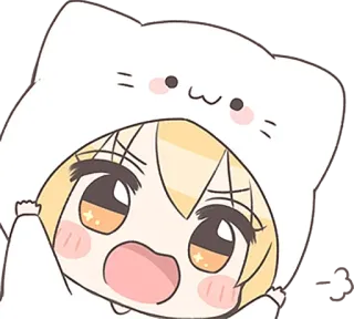 😤 Anime, Kawaii, Mignon, Dessin animé, Chat, Sweat à capuche, Rougir telegram sticker