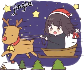 🛷 jingle Рождество, олень, зима, праздник, сани, звенеть, милый, мультфильм telegram sticker