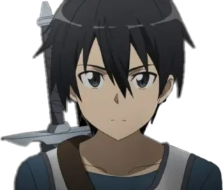 😕 Kirito Sword Art Online anime, sword, character, fantasy, digital art, cartoon, art telegram sticker
