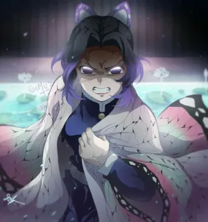 😡 Shinobu Kocho Demon Slayer shinobu kocho, anime, demon slayer, bravo, roxo, borboleta, mangá telegram sticker