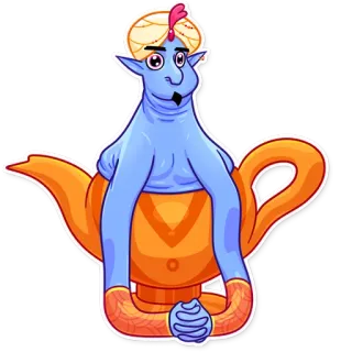 🕰 Genie geest, lamp, magie, cartoon, wens, mythisch, fantasie telegram sticker