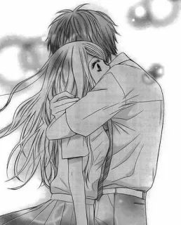 💗 abraço, casal, romance, amor, mangá, anime telegram sticker
