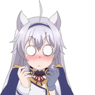 😳 Anime, Fille, Personnage, Confus, Rougir, Oreilles de cheval telegram sticker