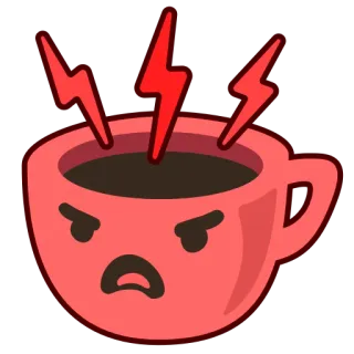 🤬 Kaffee, wütend, Tasse, Stimmung, Blitz, rot whatsapp sticker