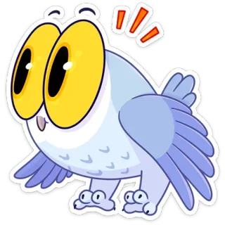 😳 Cartone animato, Gufo, Uccello, Animale, Carino, Grandi occhi, Adesivo telegram sticker