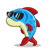 😎 fish, cartoon, sunglasses, cool, blue telegram sticker