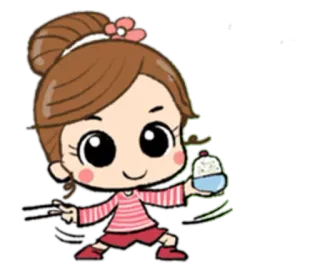 🍚 desenho animado, menina, comida, fofo telegram sticker
