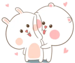 😉 кролик, медведь, милый, любовь, сердце, животное, дружба telegram sticker