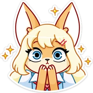 🤩 アニメ, かわいい, 可愛い, 女の子, ステッカー, キツネ, 動物 whatsapp sticker