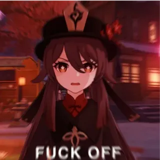 🖤 Hu Tao Genshin Impact FUCK OFF Anime, Videospiel, Wütend, Hu Tao, Genshin telegram sticker